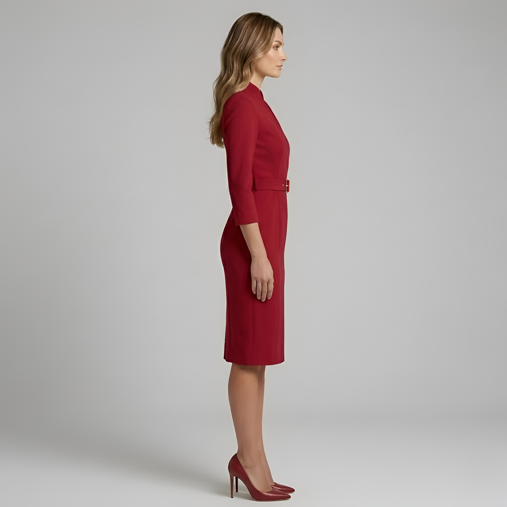 Scarlett - Élégante robe midi croisée à ceinture pour femme