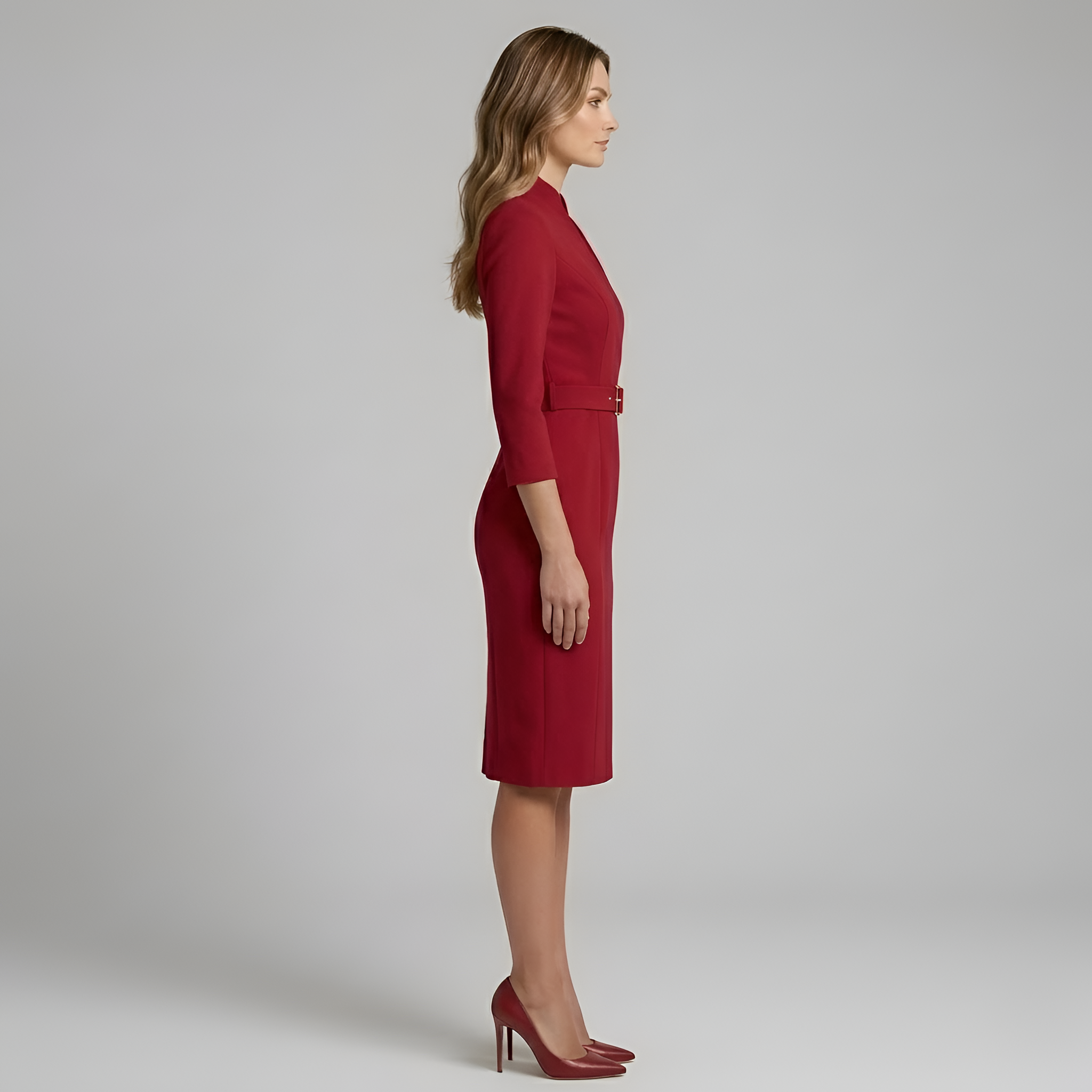Scarlett - Élégante robe midi croisée à ceinture pour femme