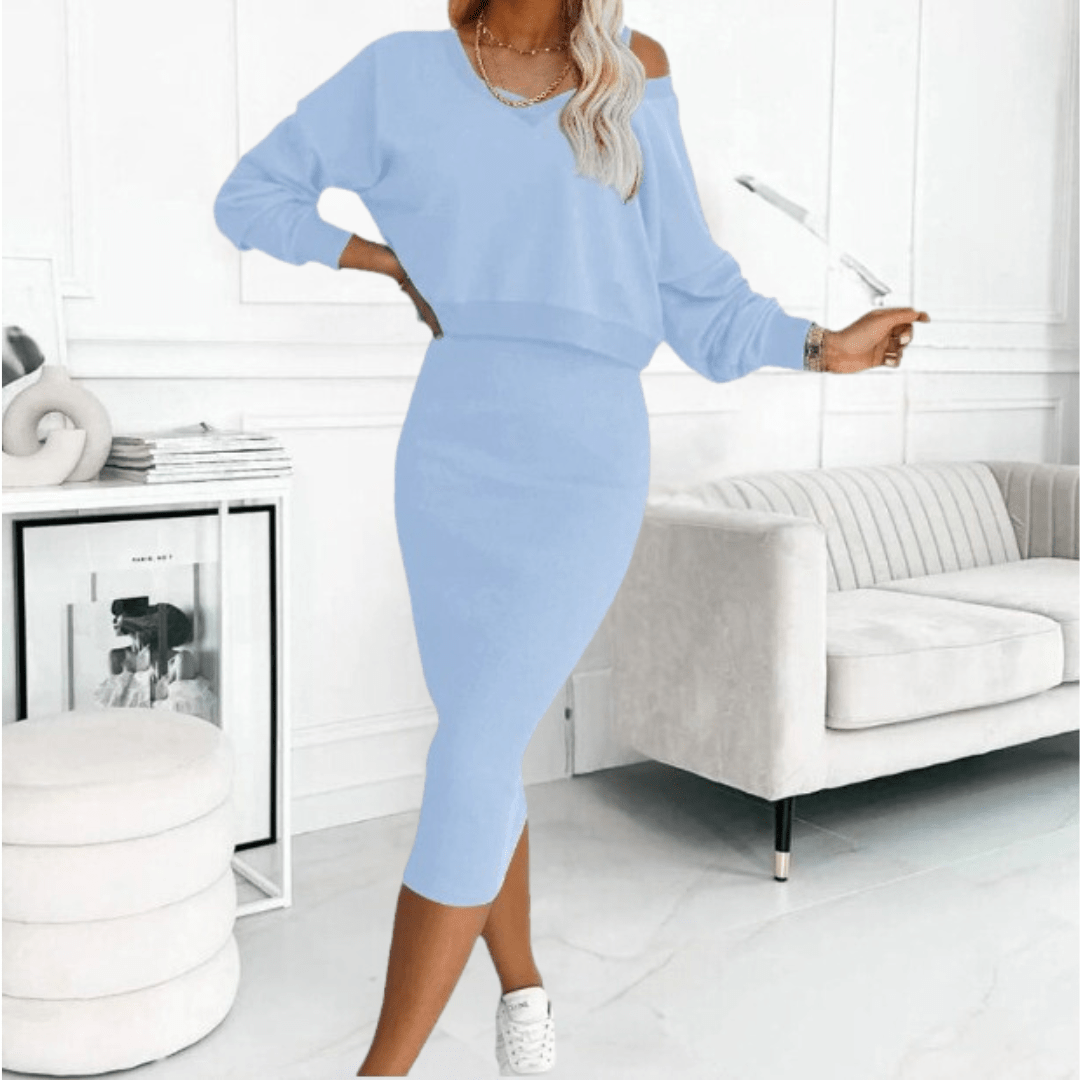 Vera | Ensemble Élégant pour Femmes avec Pull Tricoté et Robe Midi