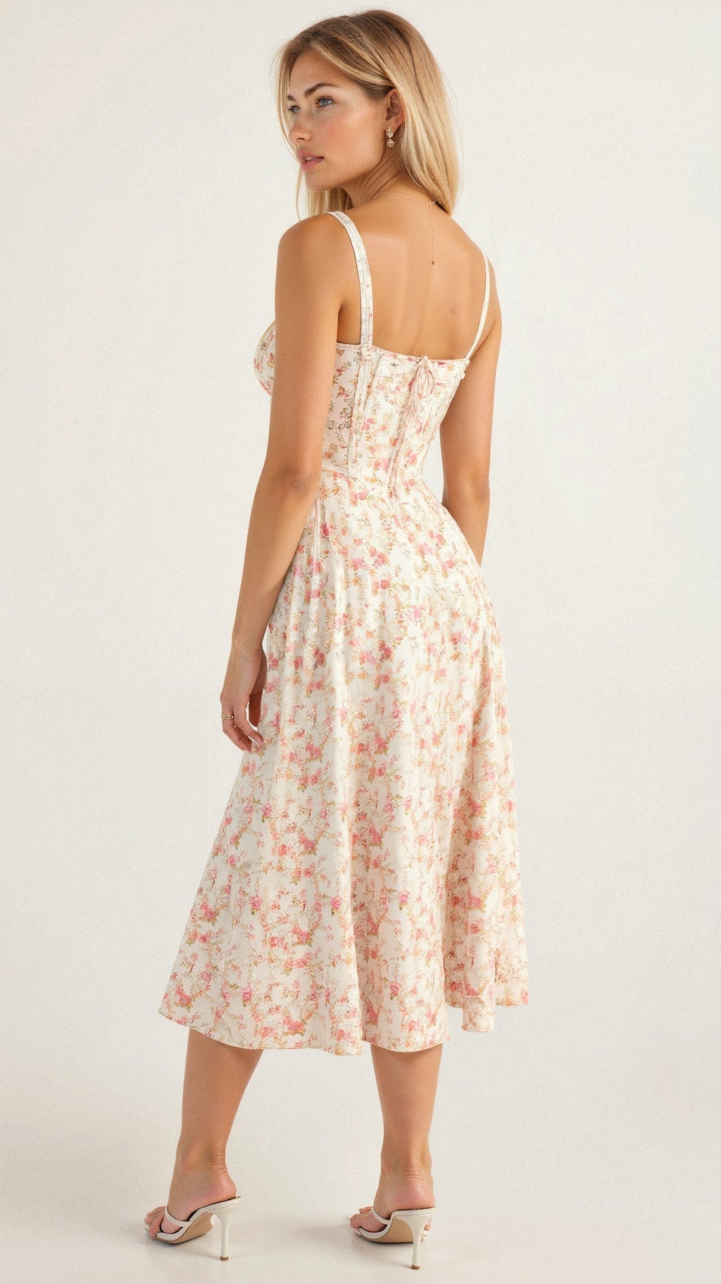 Margaret | Robe midi à corsage pour femmes avec fente latérale