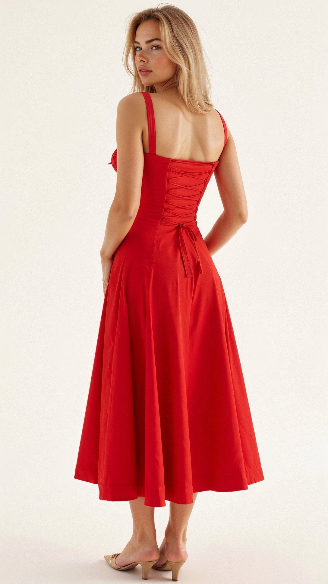 Margaret | Robe midi à corsage pour femmes avec fente latérale