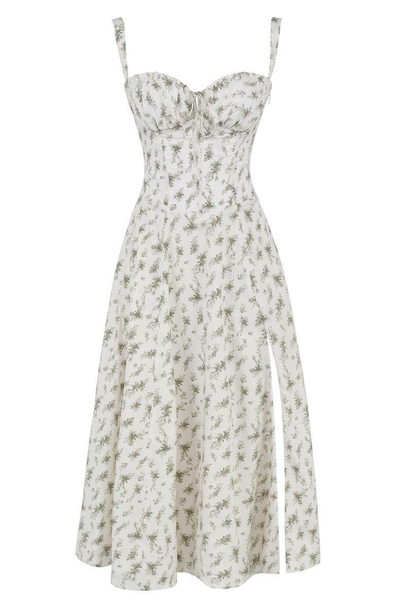 Margaret | Robe midi à corsage pour femmes avec fente latérale