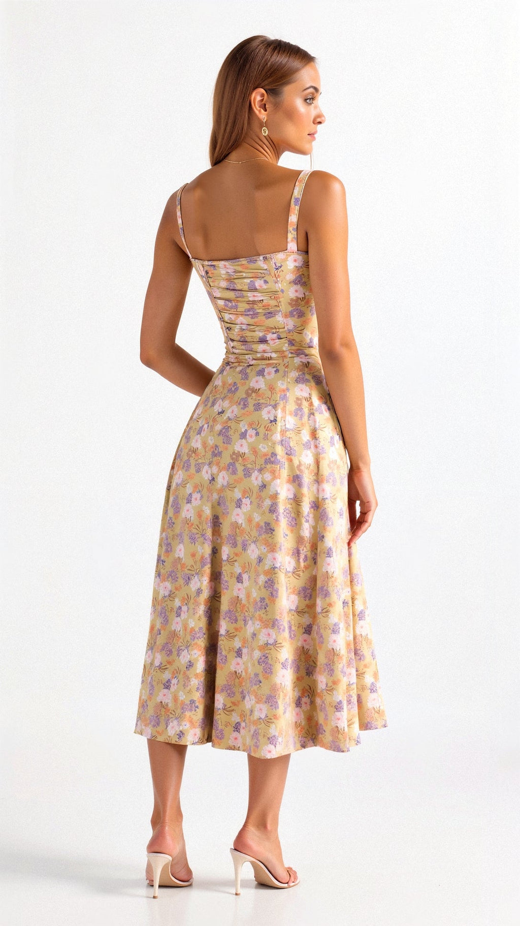 Margaret | Robe midi à corsage pour femmes avec fente latérale