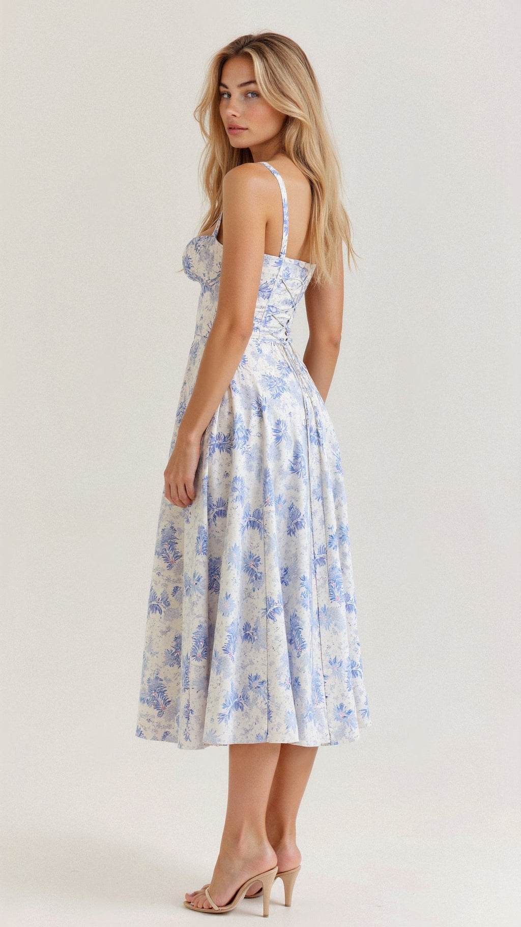 Margaret | Robe midi à corsage pour femmes avec fente latérale