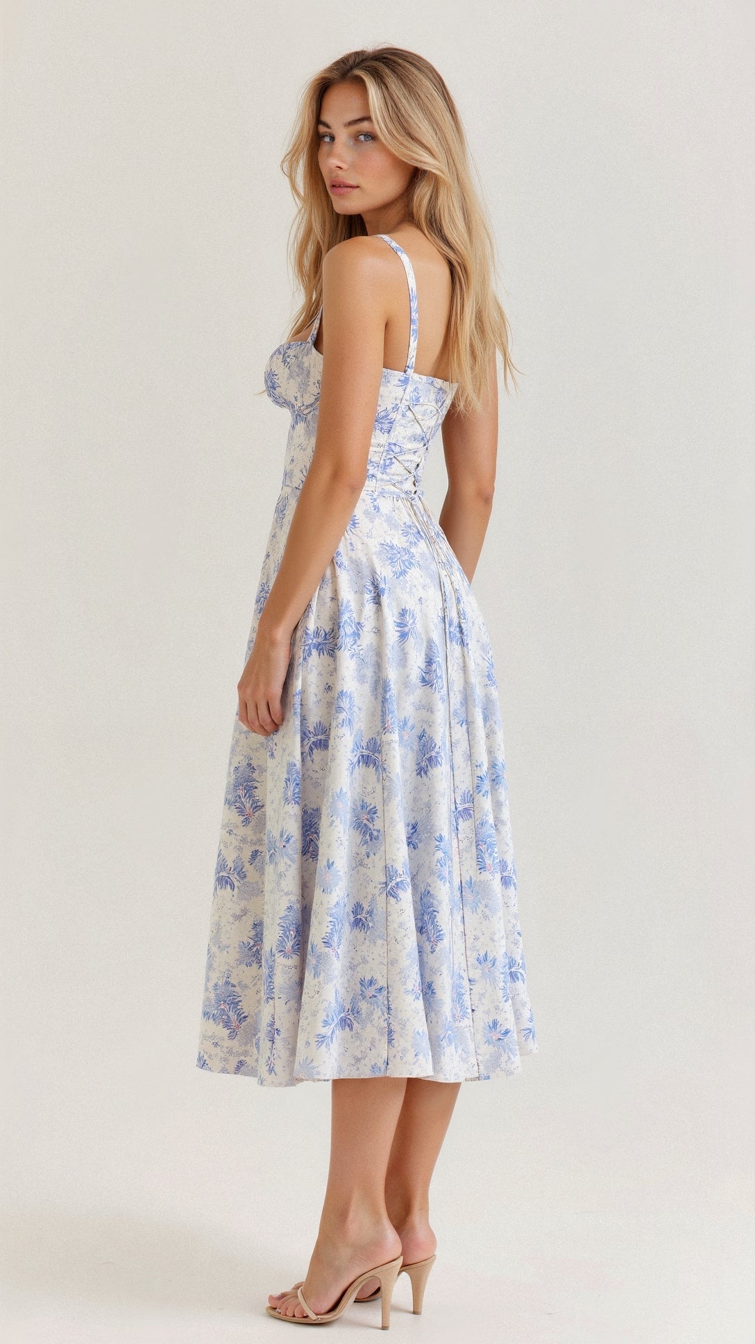 Margaret | Robe midi à corsage pour femmes avec fente latérale