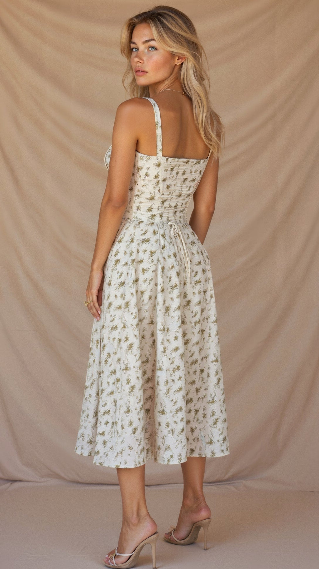 Margaret | Robe midi à corsage pour femmes avec fente latérale