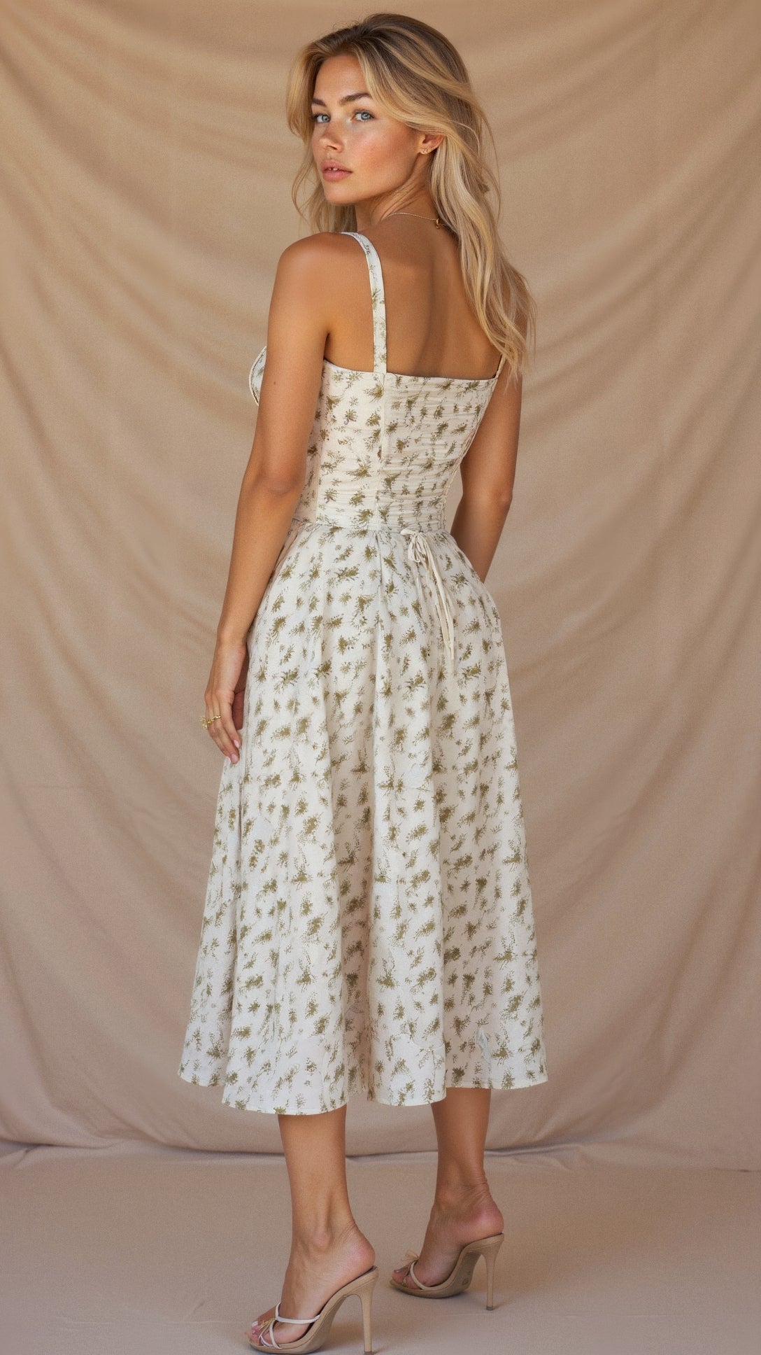 Margaret | Robe midi à corsage pour femmes avec fente latérale