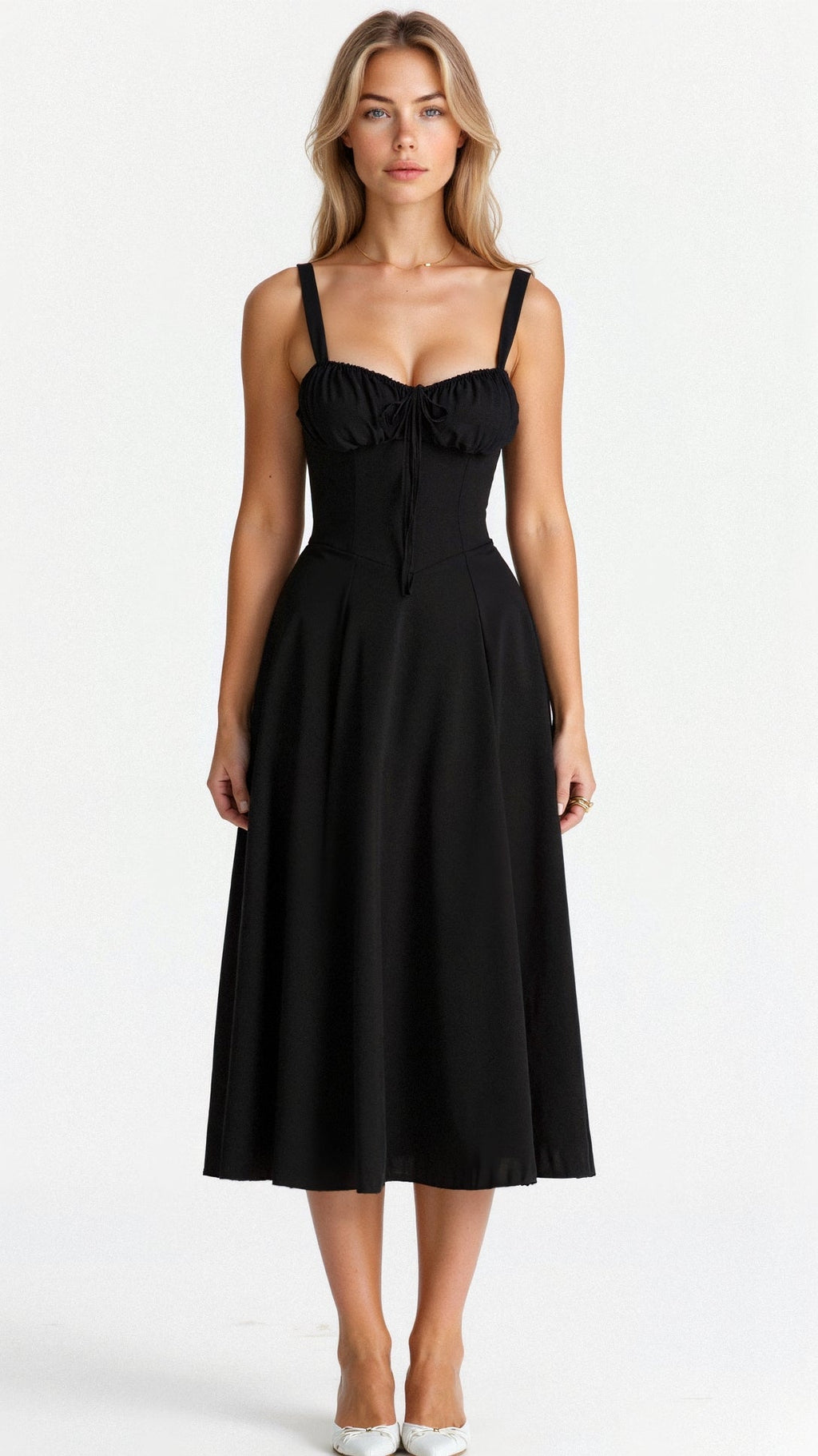 Margaret | Robe midi à corsage pour femmes avec fente latérale