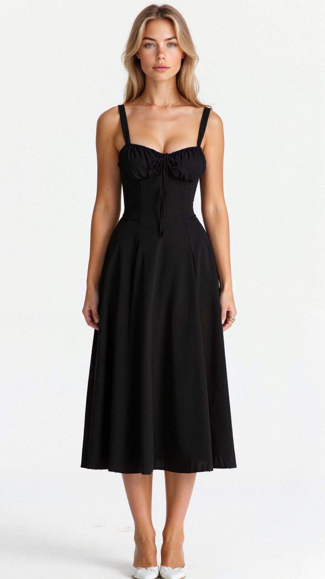 Margaret | Robe midi à corsage pour femmes avec fente latérale