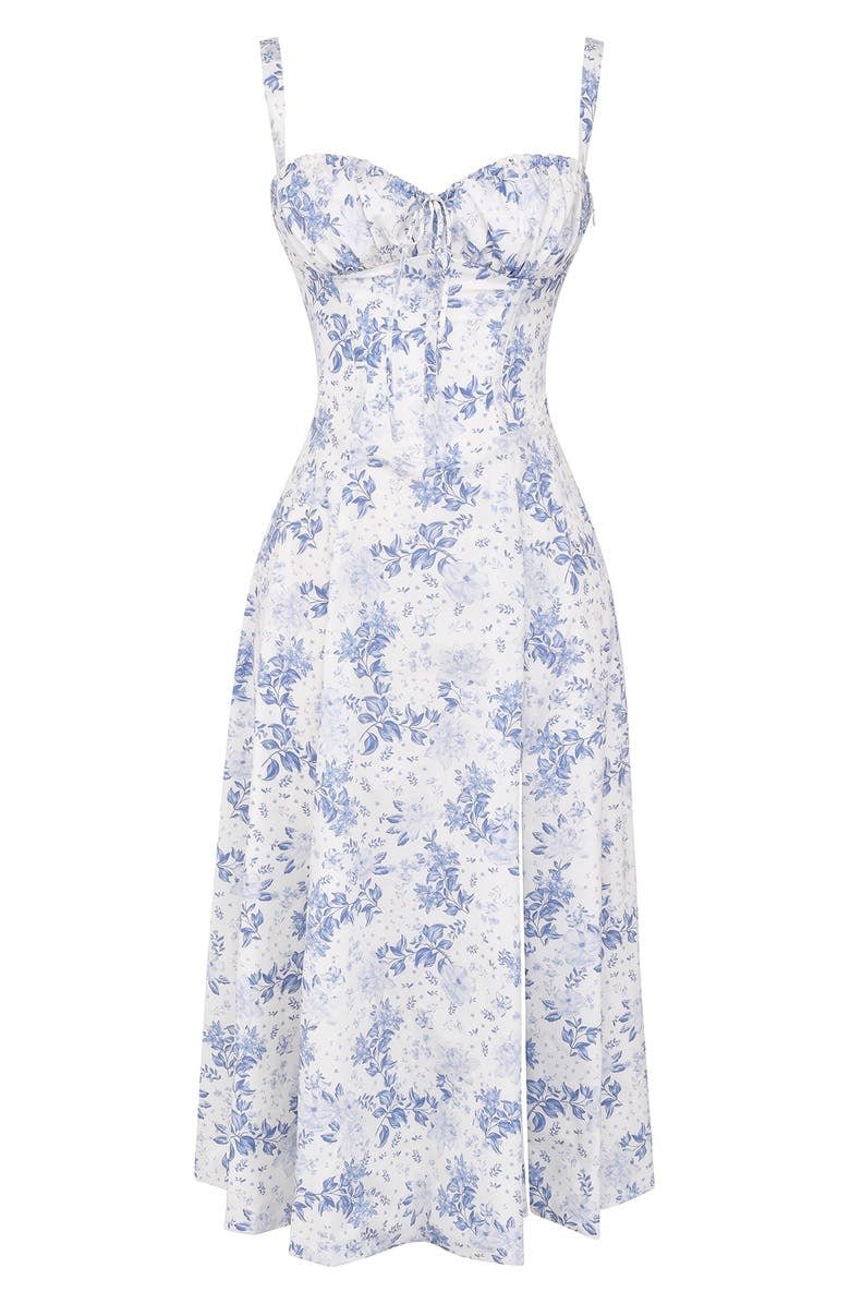 Margaret | Robe midi à corsage pour femmes avec fente latérale