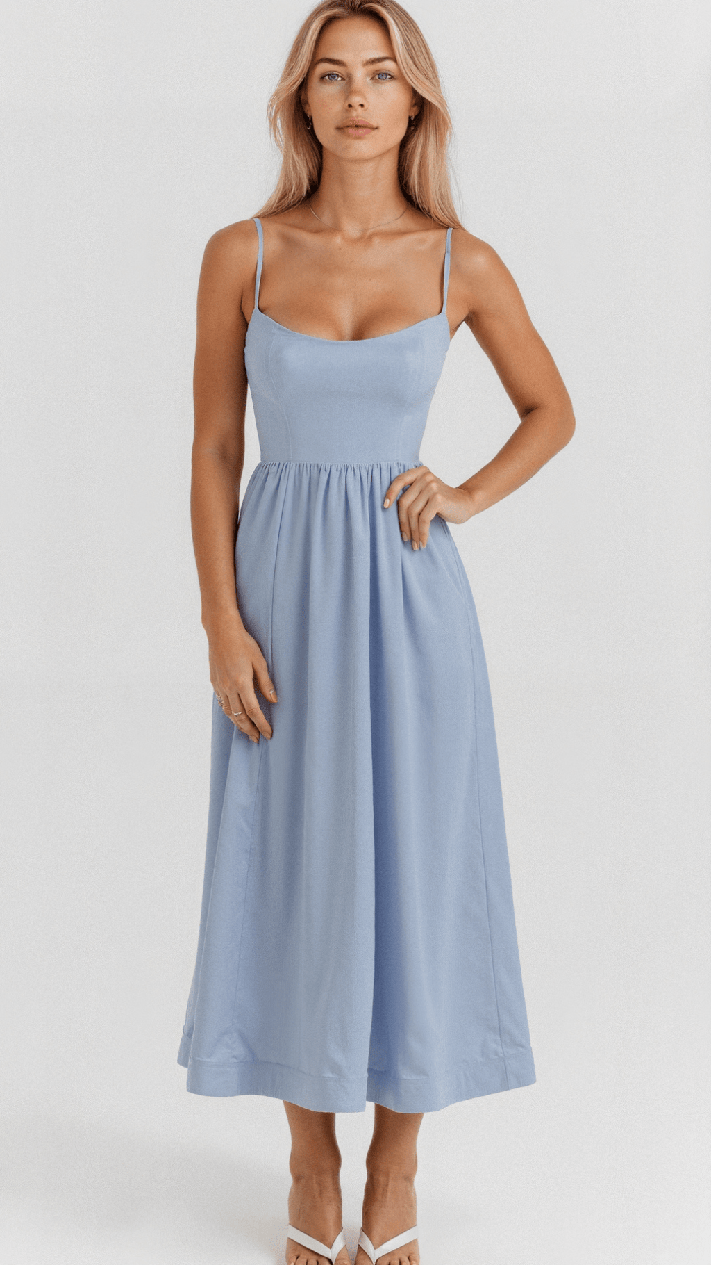 Robe midi sans manches chic pour femmes