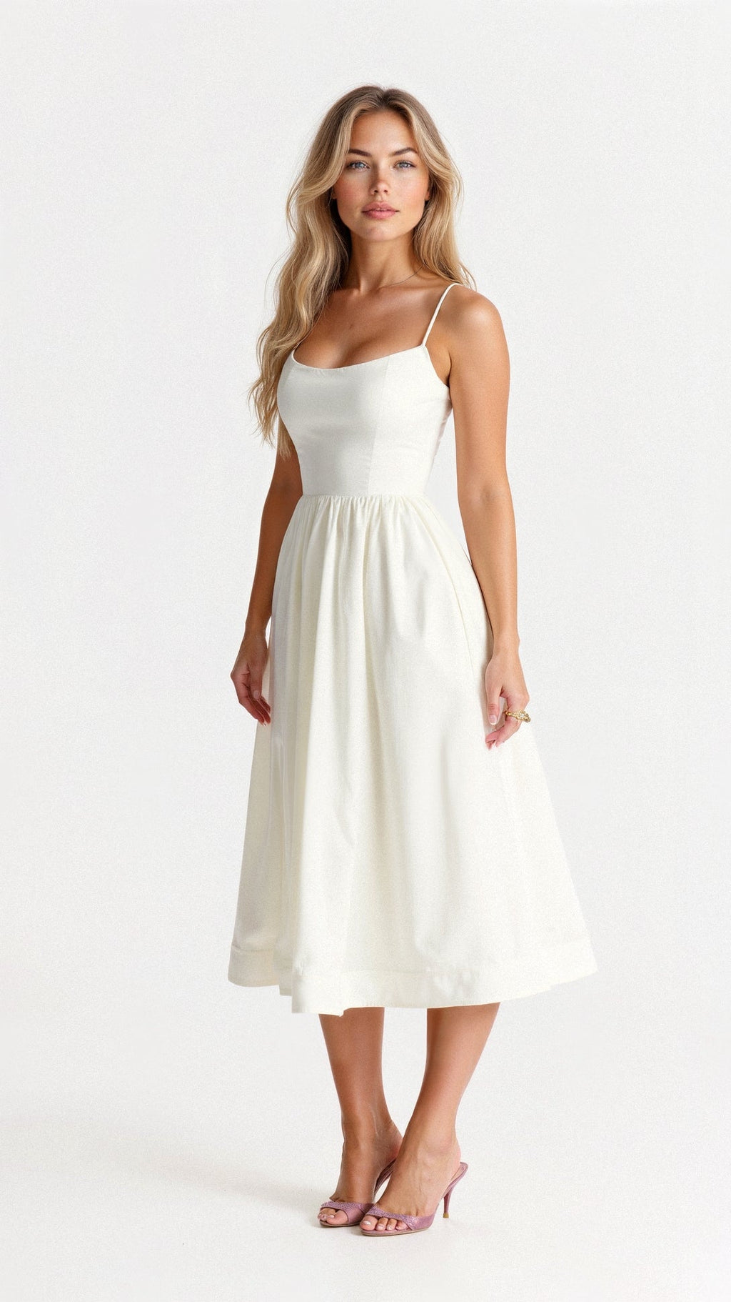Robe midi sans manches chic pour femmes