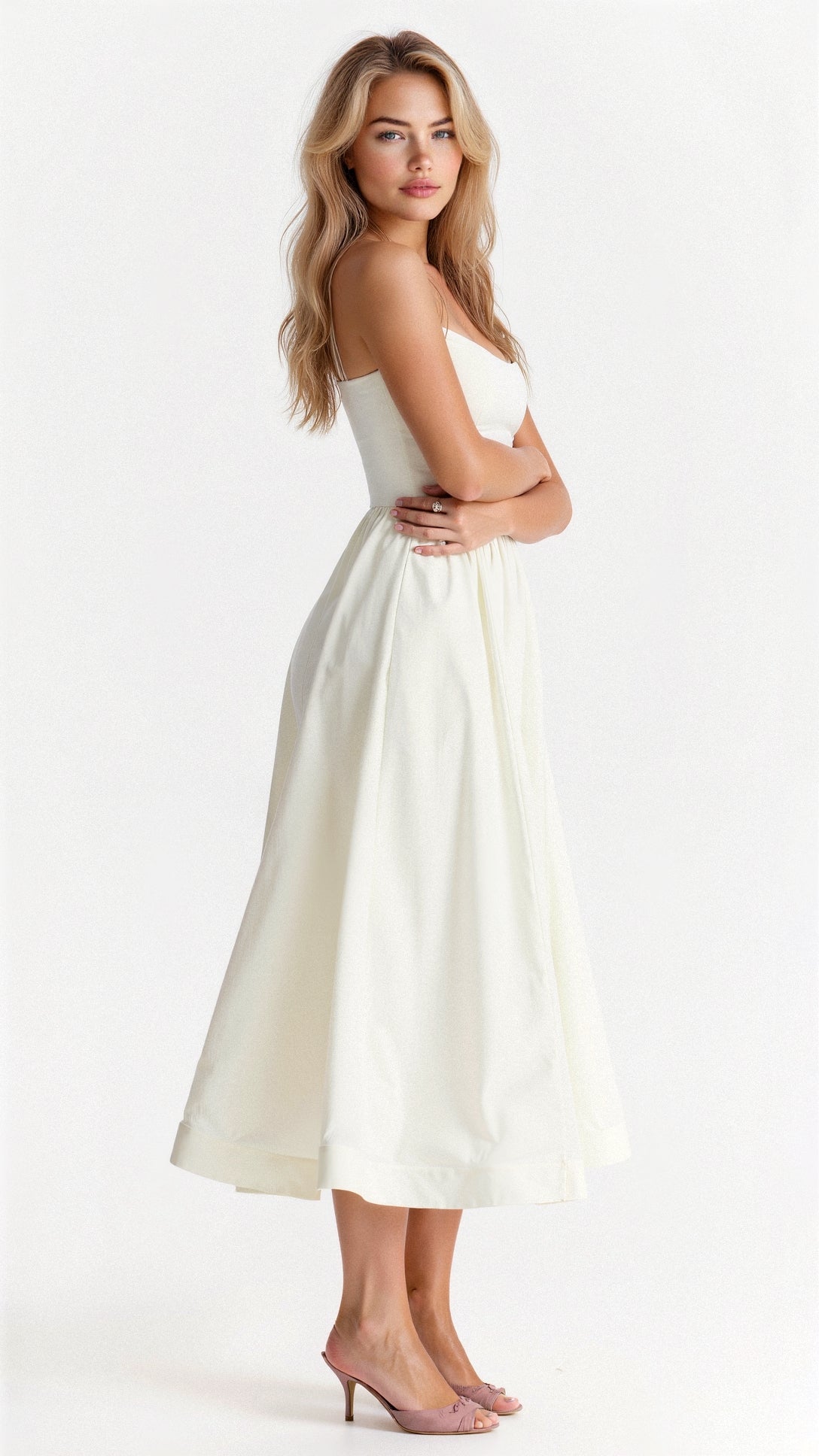 Robe midi sans manches chic pour femmes