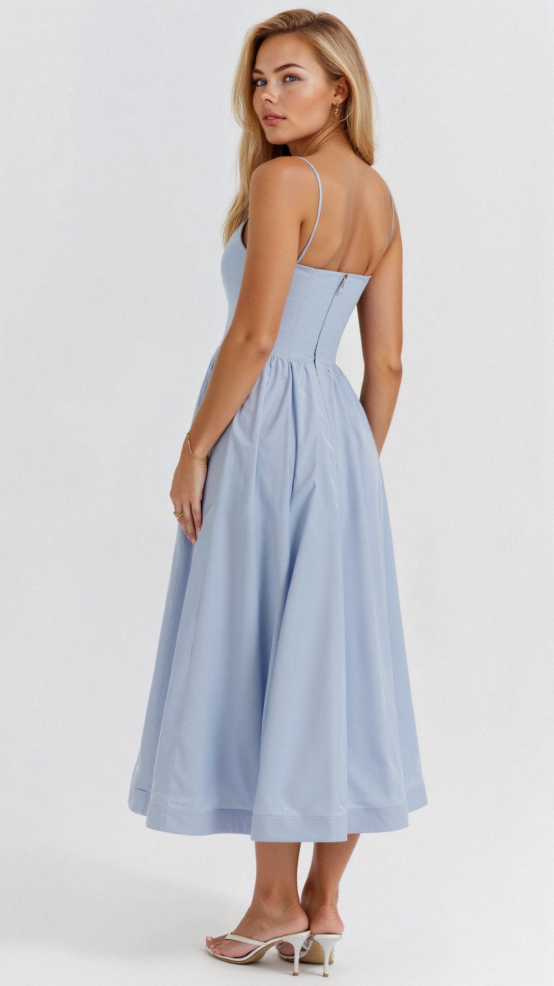 Robe midi sans manches chic pour femmes