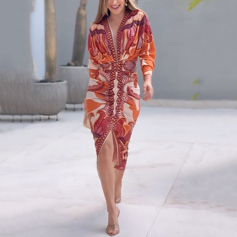 Narcissa | Robe Midi Bodycon Imprimée pour Femme