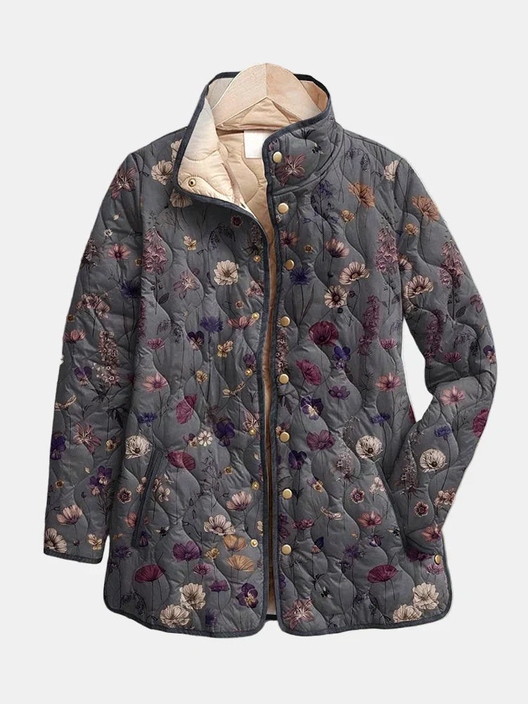 Jas | Manteau matelassé floral pour femmes avec fermeture à boutons