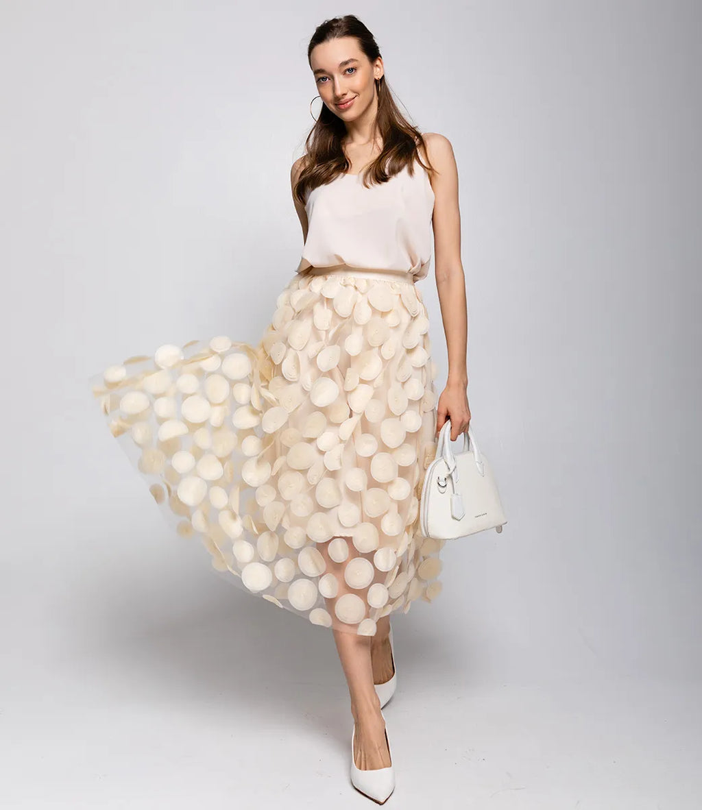 Élégante jupe en tulle patchwork pour femmes | Longue