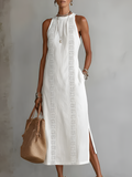 Octaviana | Robe Midi Sans Manches Brodée pour Femmes
