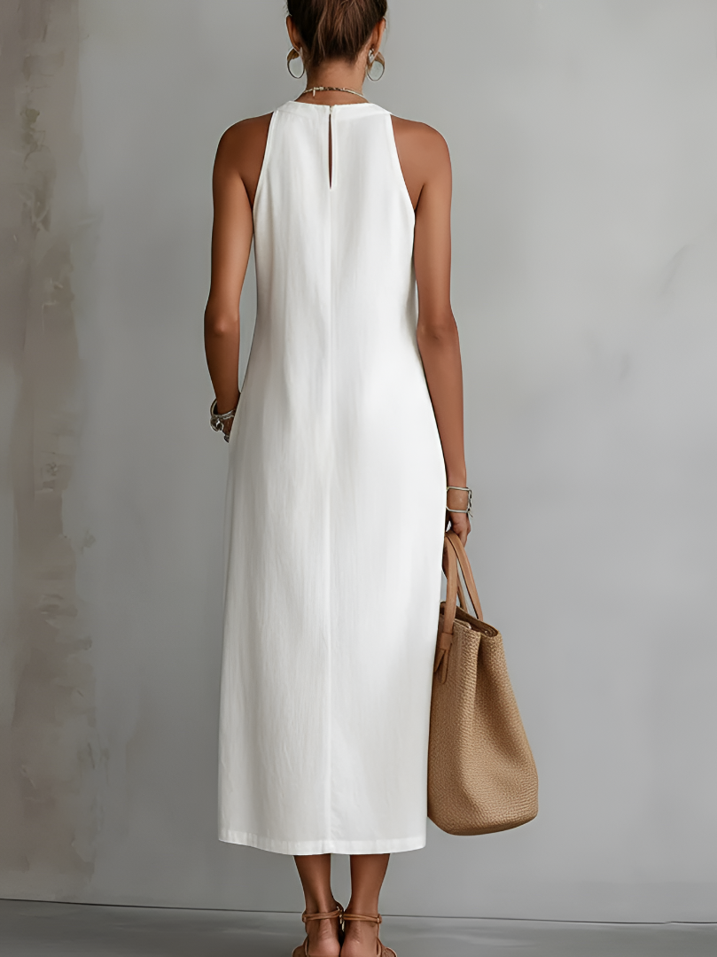 Octaviana | Robe Midi Sans Manches Brodée pour Femmes
