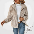 Gilet Teddy Fleece pour Femmes avec Col Revers et Fermeture Éclair