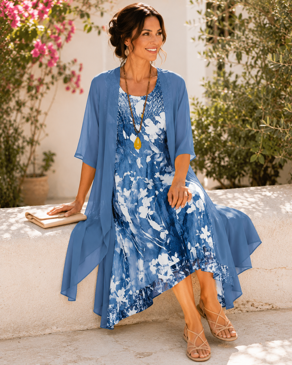 Olivia | Robe midi à fleurs pour femmes avec décolleté carré