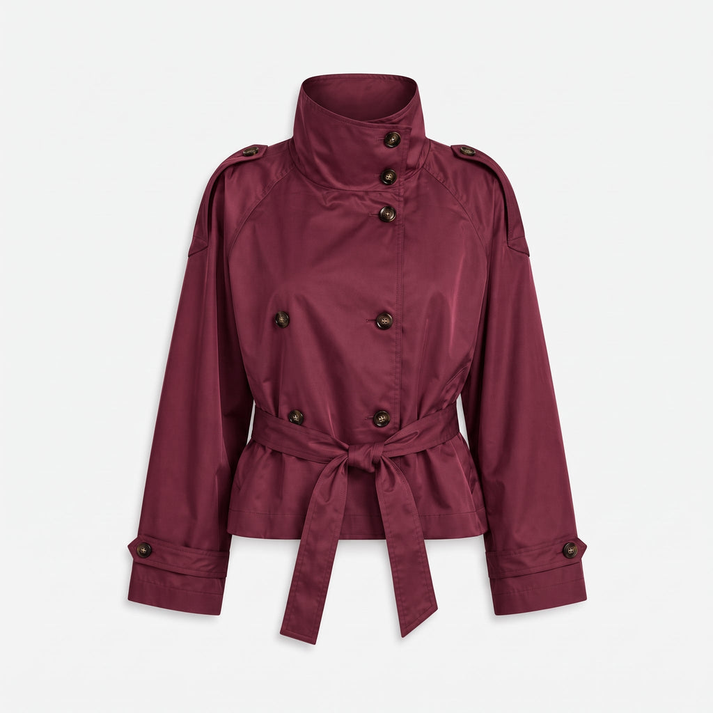 Veste trench courte croisée pour femmes