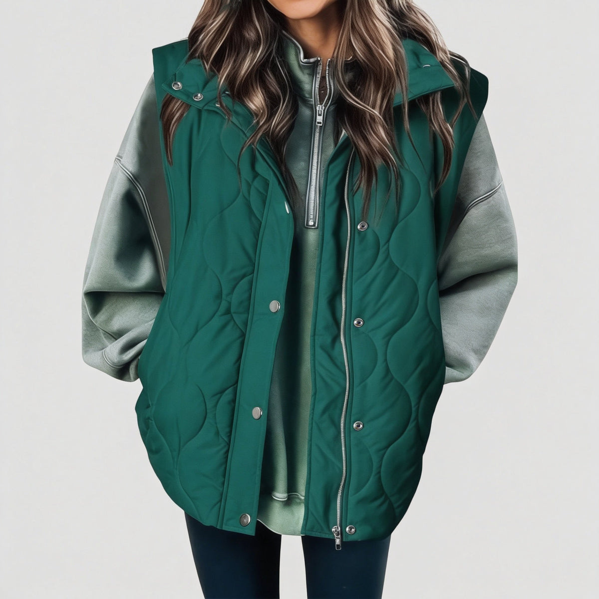 Gilet pour femmes avec boutons et poches, capuche