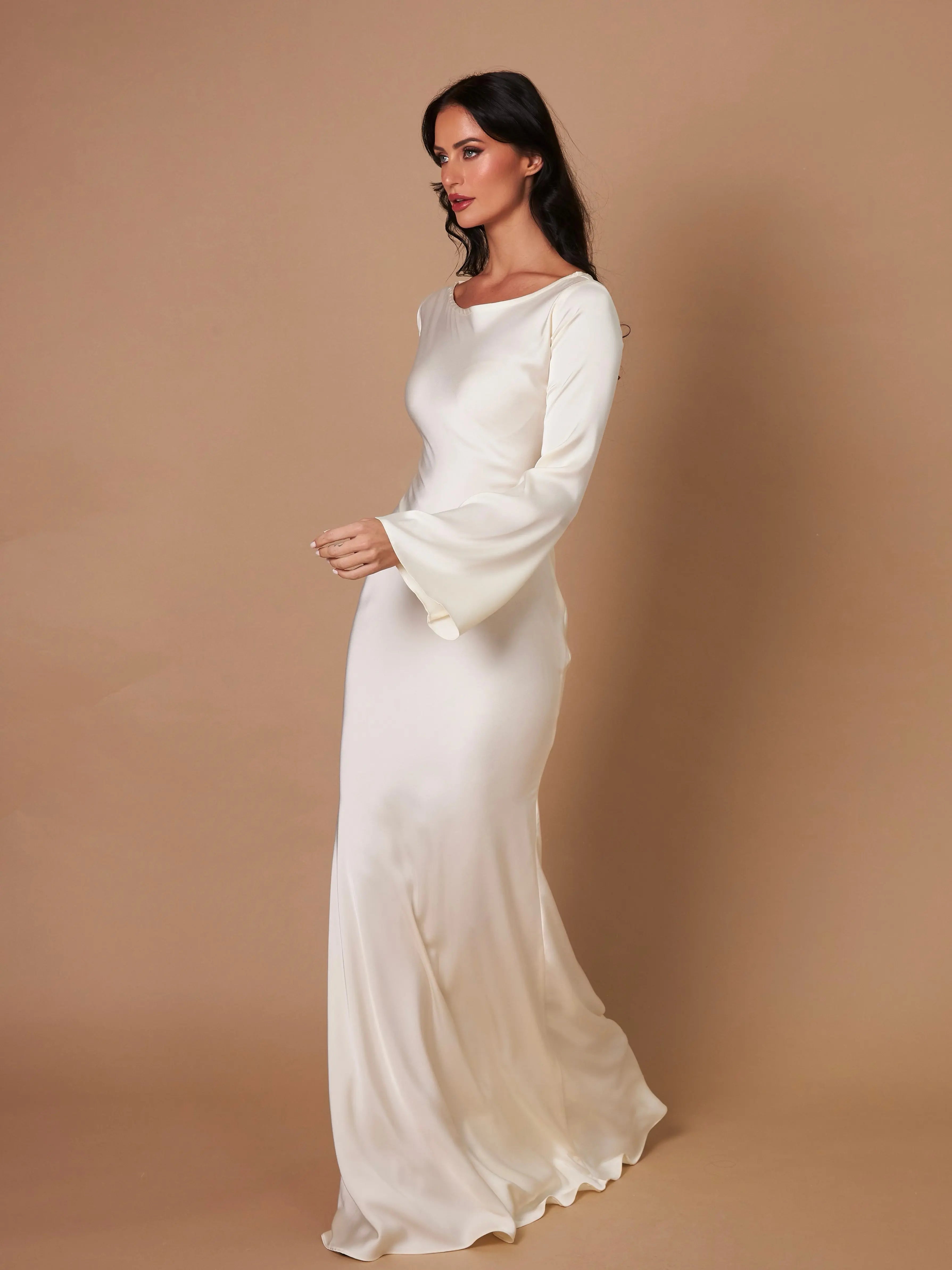 Ophelia | Robe Maxi Ajustée à Manches Longues pour Femmes