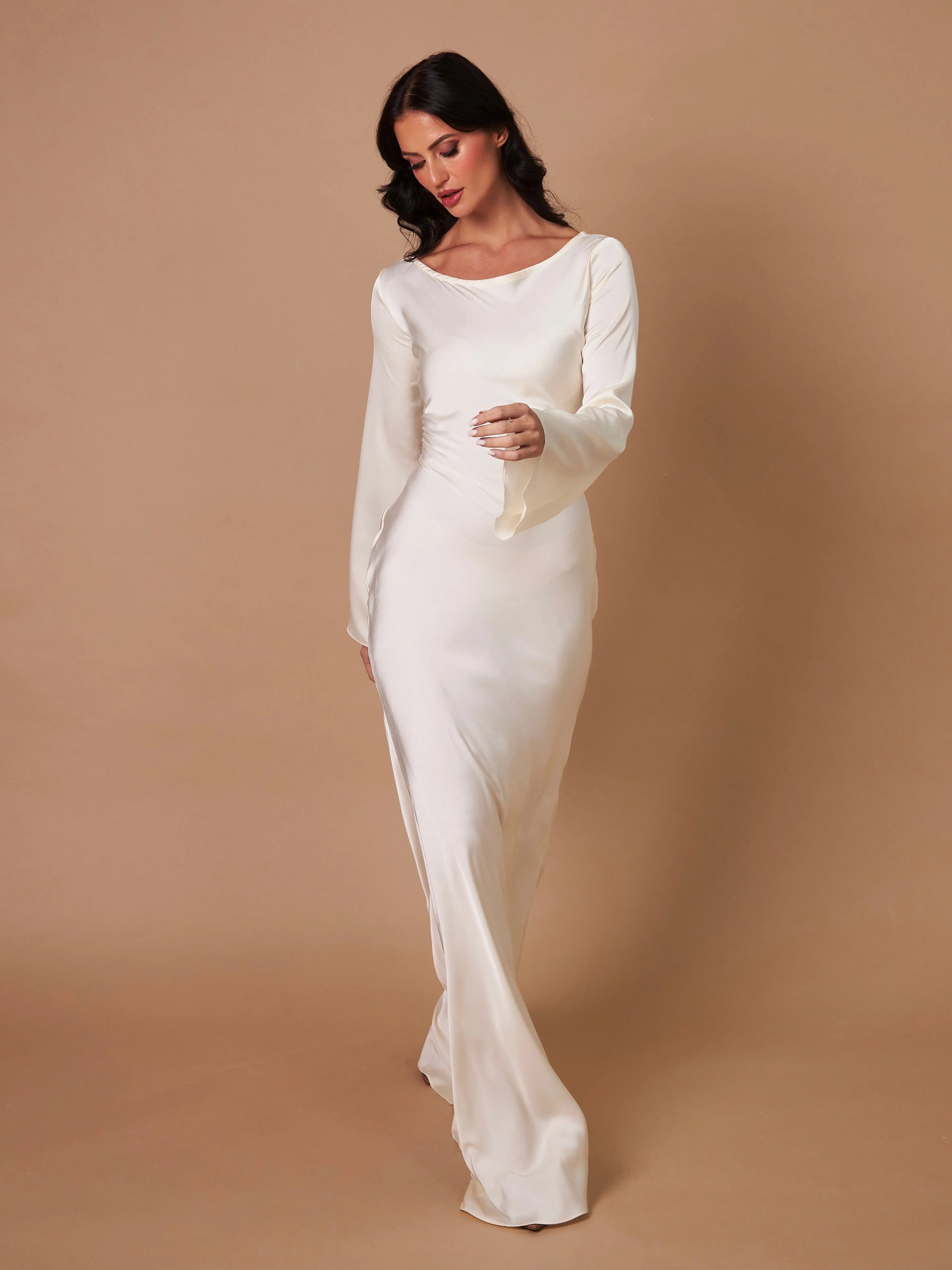 Ophelia | Robe Maxi Ajustée à Manches Longues pour Femmes