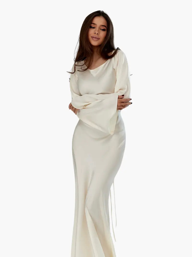 Ophelia | Robe Maxi Ajustée à Manches Longues pour Femmes
