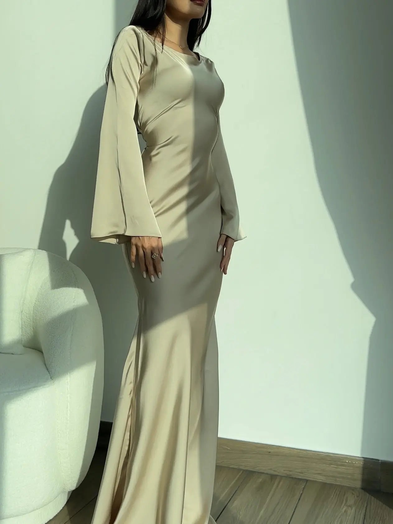 Ophelia | Robe Maxi Ajustée à Manches Longues pour Femmes