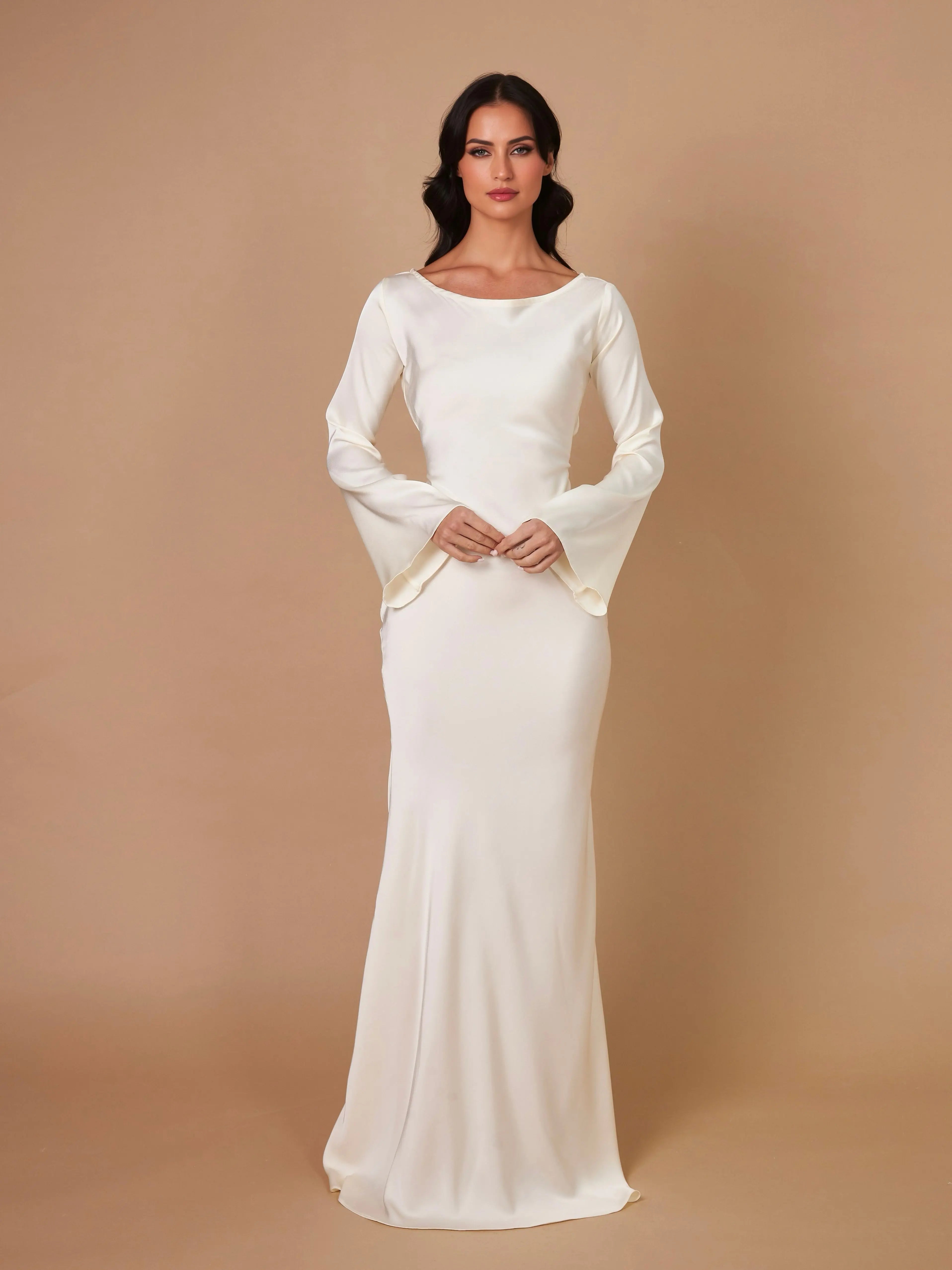 Ophelia | Robe Maxi Ajustée à Manches Longues pour Femmes