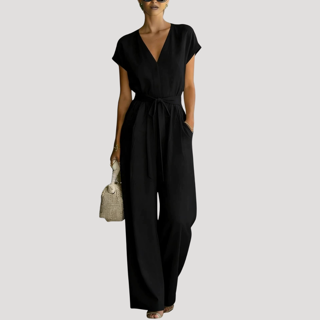 Ophelia | Combinaison Femme V Col Large avec Ceinture