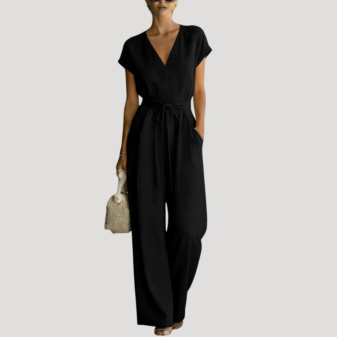 Ophelia | Combinaison Femme V Col Large avec Ceinture