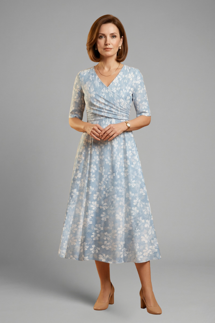 Ophira | Robe Midi Fleurie à Enveloppe pour Femmes