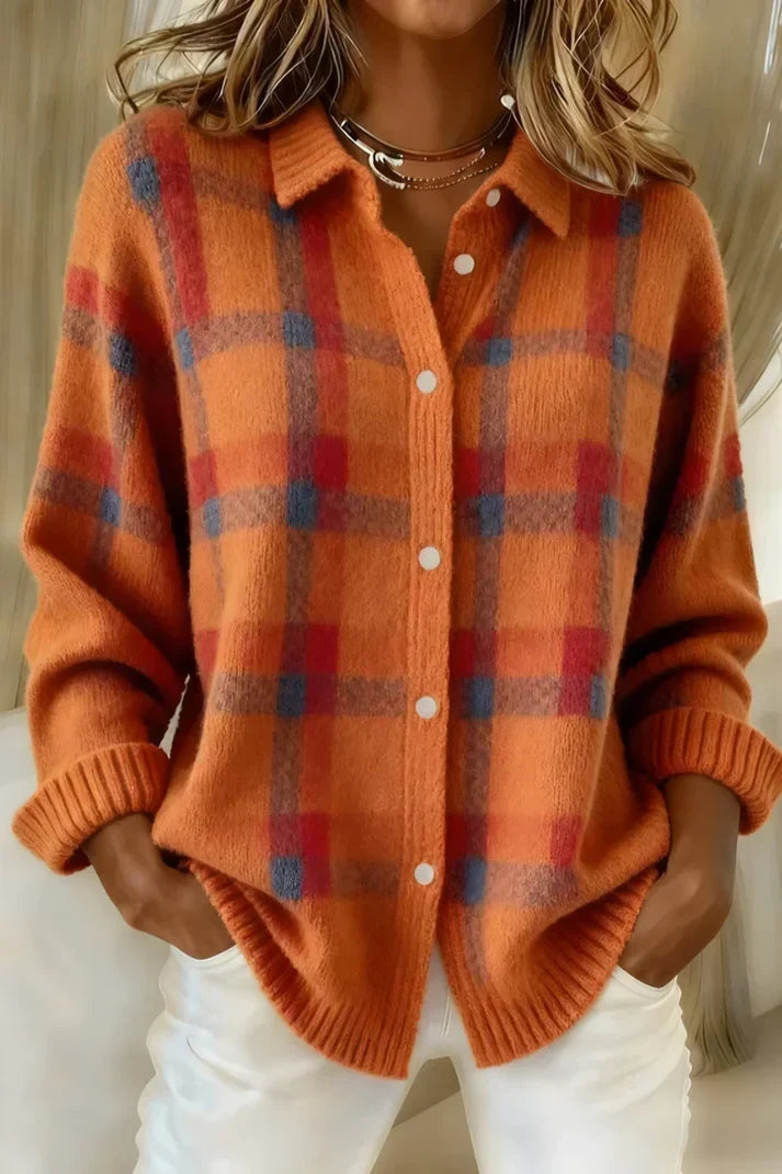 Sylvia - Gilet Oversized à Carreaux Élégant