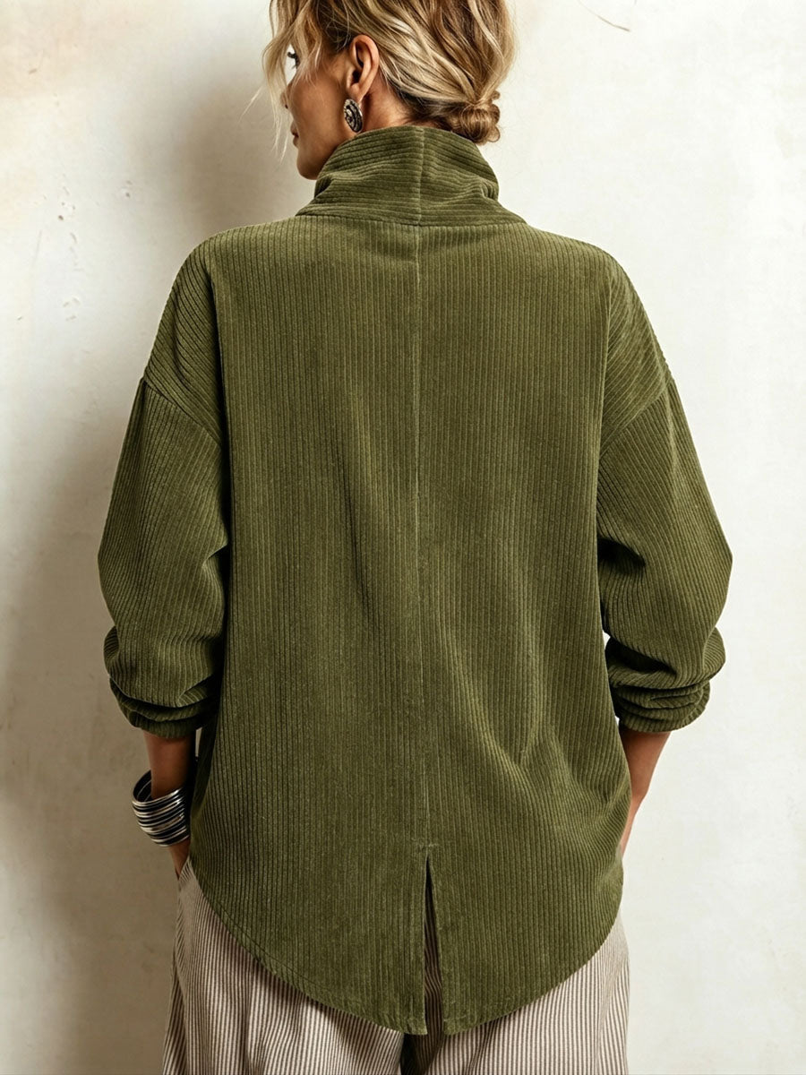 Pull femme texturé à col drapé et boutons