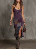Carlotta | Robe boho à fines bretelles et motif patchwork