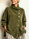 Pull femme texturé à col drapé et boutons