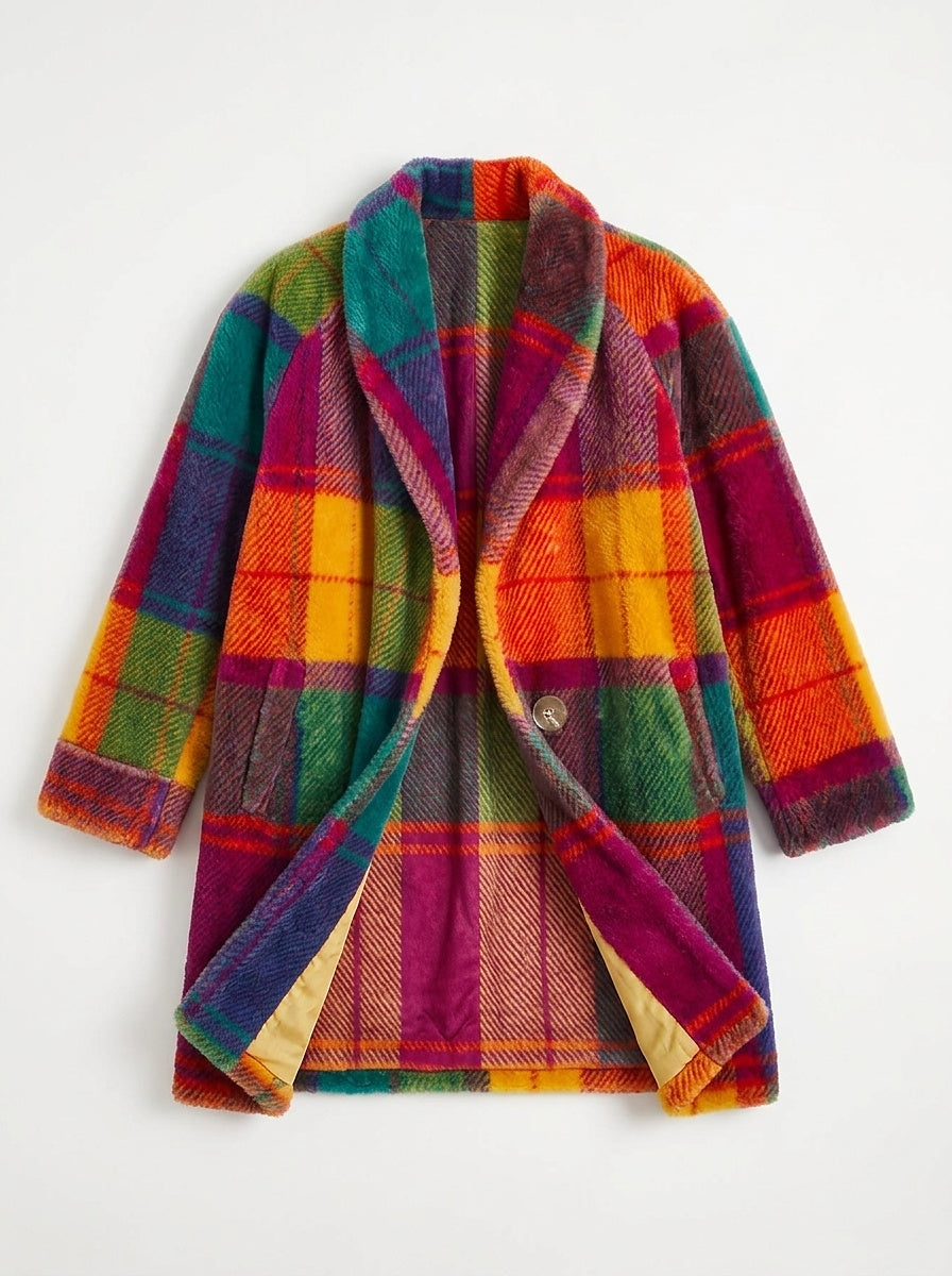 Manteau oversized pour femmes avec motif écossais