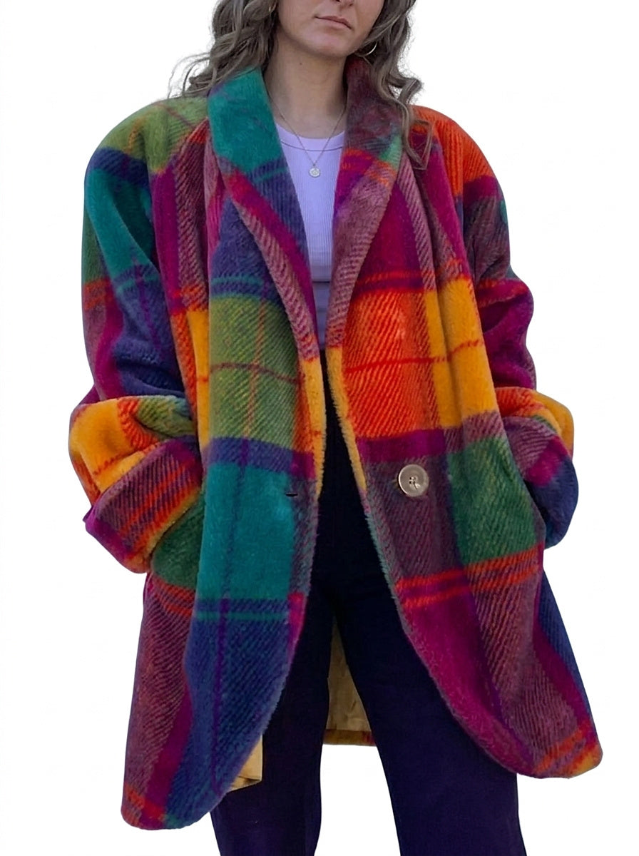 Manteau oversized pour femmes avec motif écossais