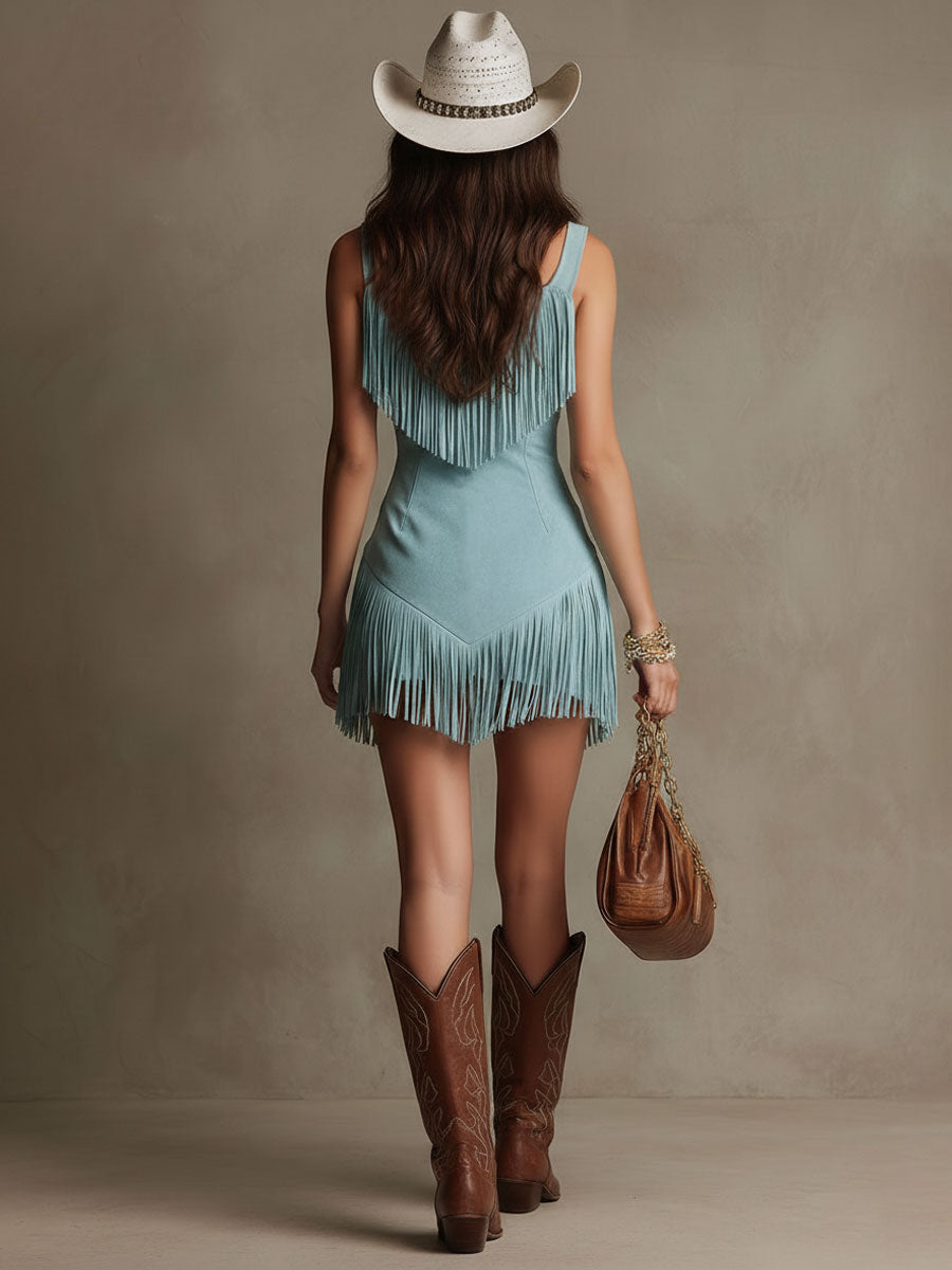 Paloma | Robe Mini Sans Manches à Franges