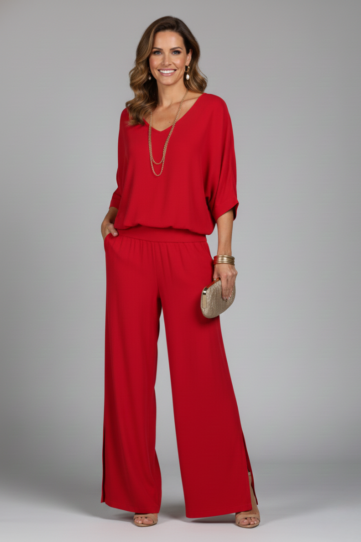 Penelope | Ensemble Femme V-Cou Pantalon Large