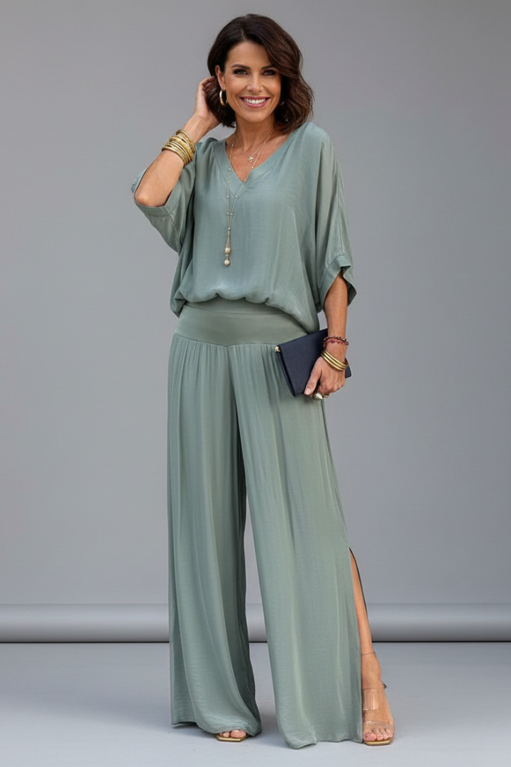 Penelope | Ensemble Femme V-Cou Pantalon Large