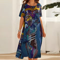 Luna | Robe Maxi Grande Taille à Manches Courtes Imprimé Abstrait Décontractée