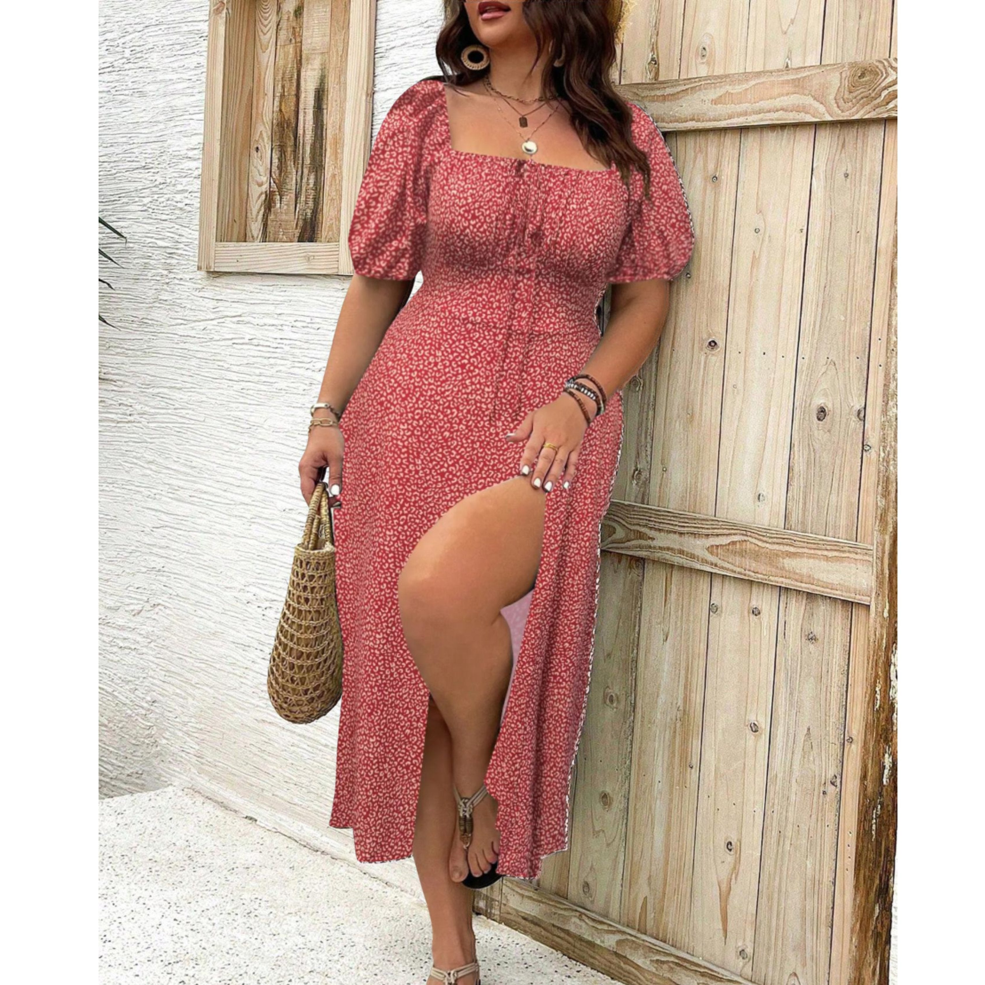 Mia | Robe Maxi à Manches Bouffantes Grande Taille Élégante et Fluide