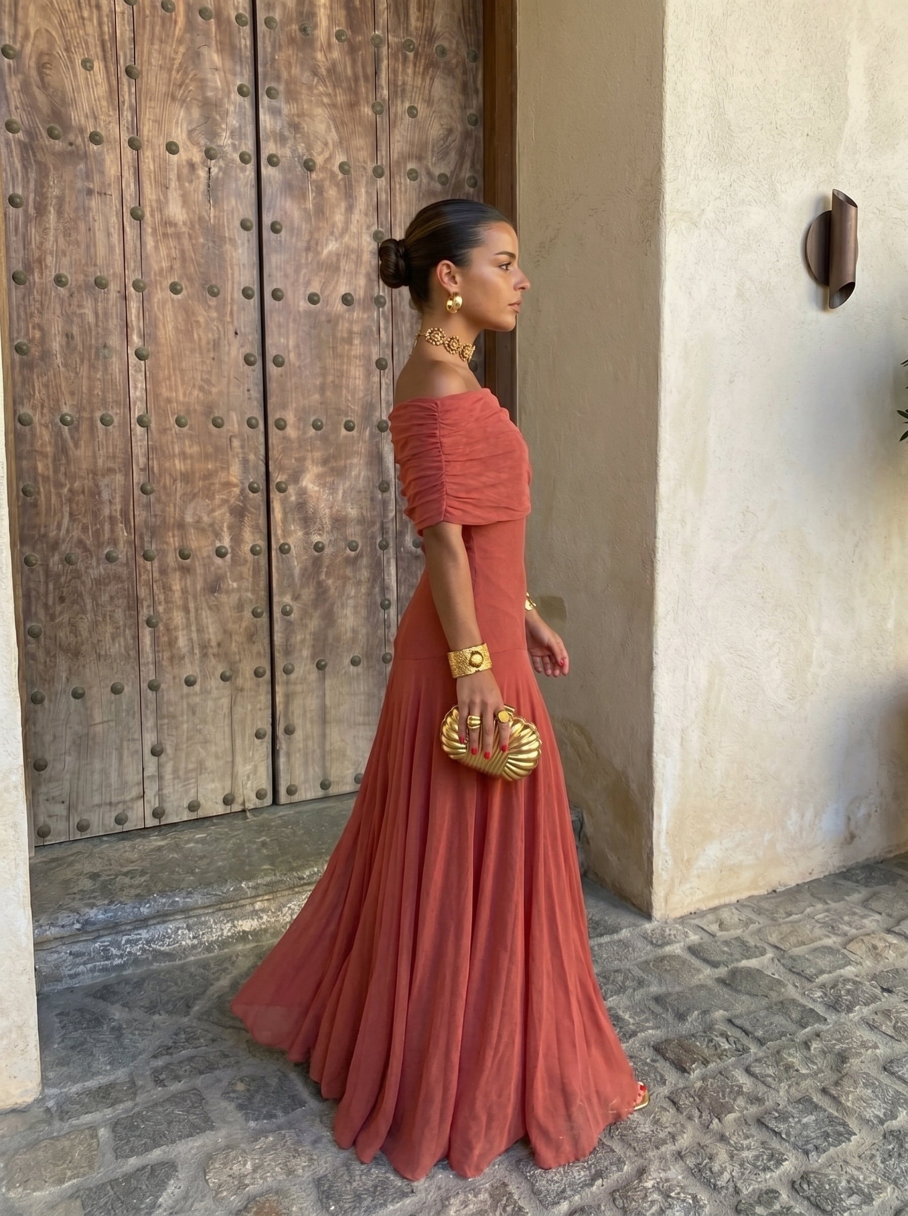 Toledo | Robe Maxikleid Femme Off-Shoulder