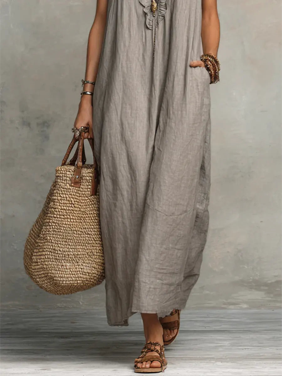 Priscilla | Robe Maxi à Volants et Décolleté en V pour Femmes