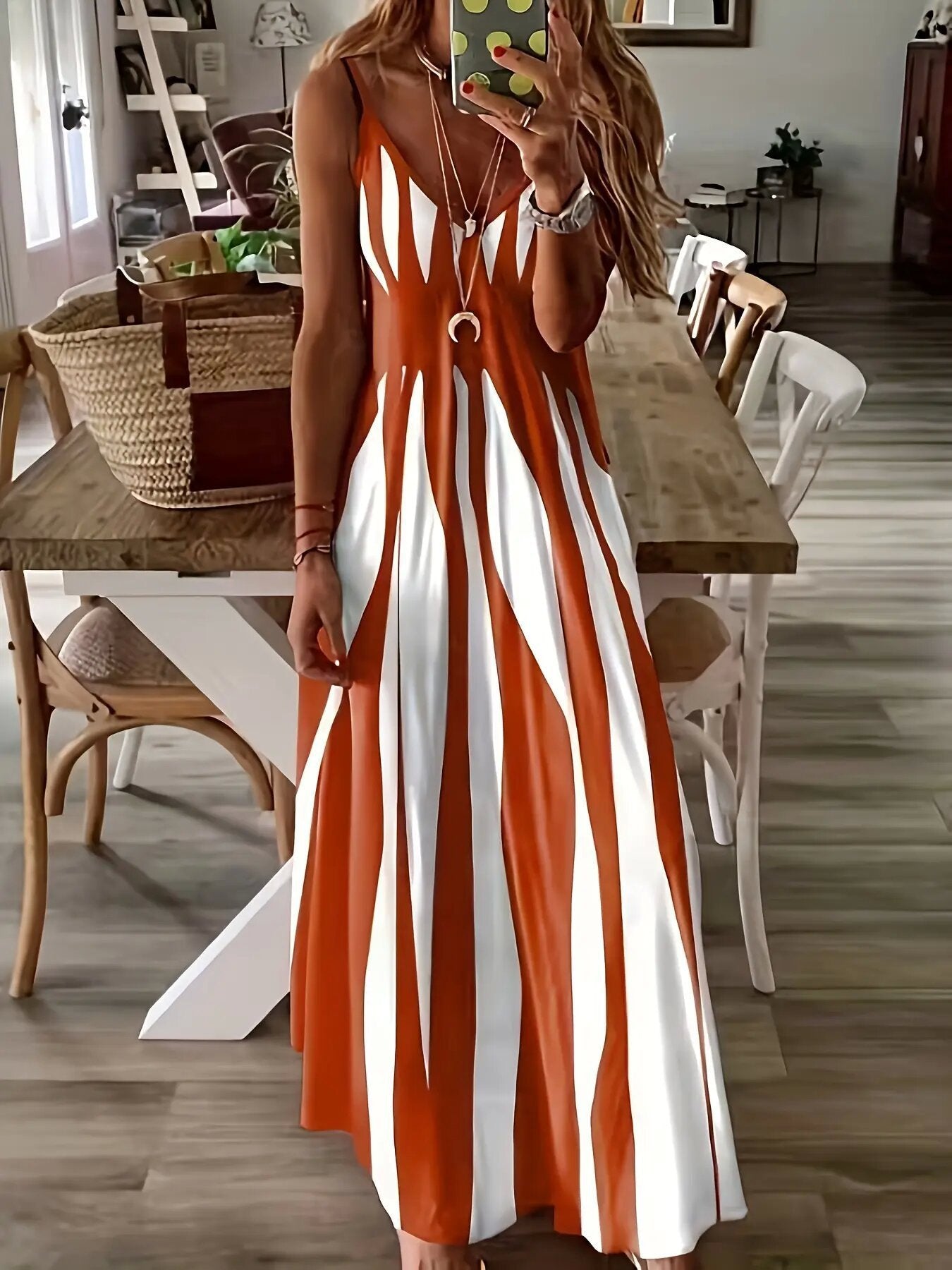 Carielle | Robe maxi à bretelles avec imprimé graphique