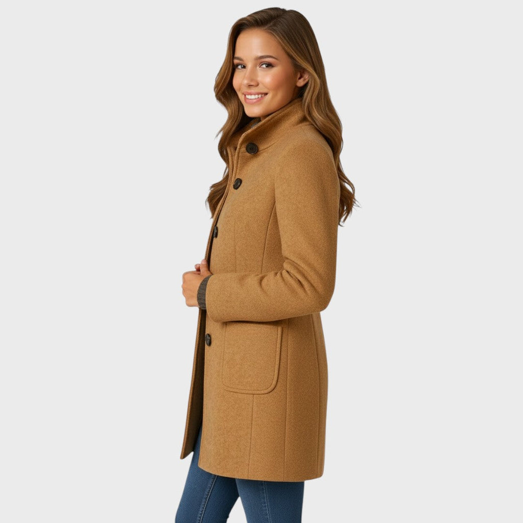 Manteau en Laine Femme – Coupe Ajustée et Col Élégant
